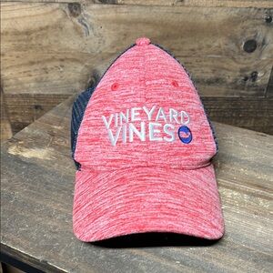 Vineyard Vines Red Heathered and Navy Mesh Back Baseball‎ Cap Hat